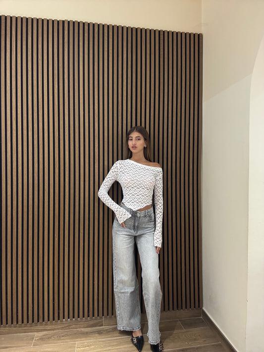 Jeans wide grigio